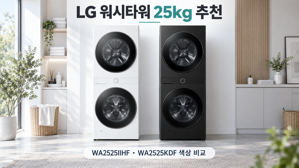 LG 워시타워 25kg 추천, WA2525IIHF·WA2525KDF 할인 가격과 색상 비교