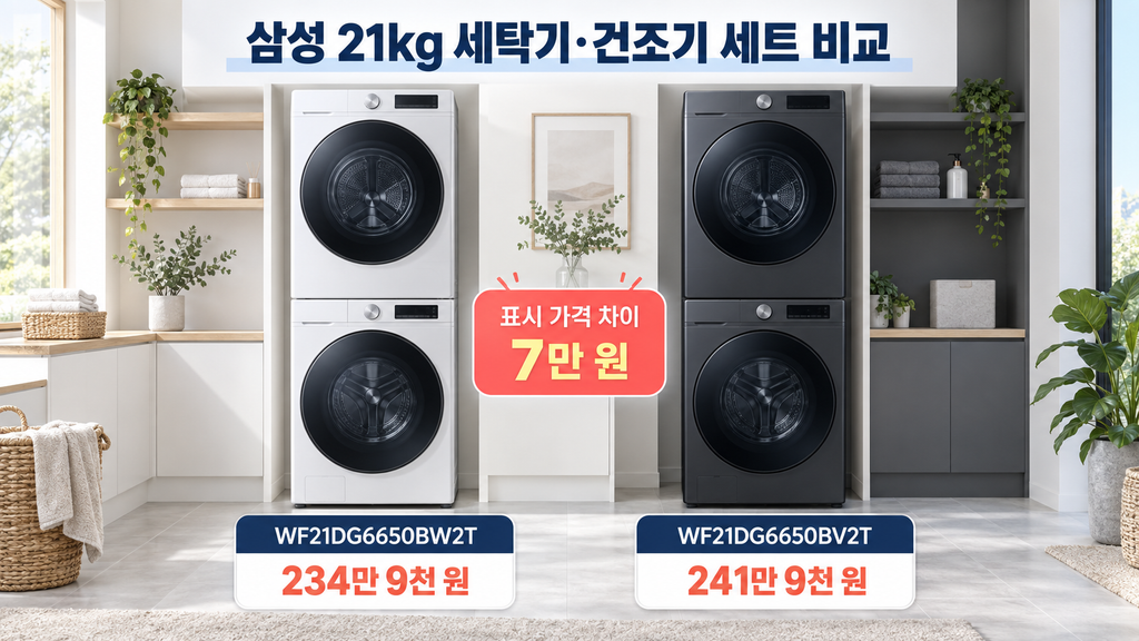 삼성 세탁기 건조기 세트 추천, 21kg WF21DG6650BW2T·BV2T 가격 비교와 구매 체크사항