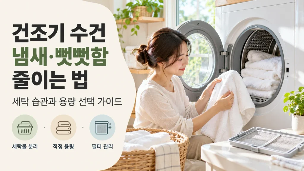 건조기 수건 냄새·뻣뻣함 줄이는 법, 세탁 습관과 용량 선택 가이드