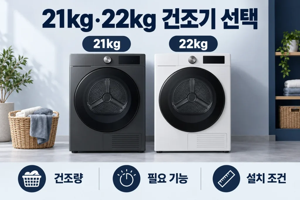 삼성 건조기 21kg·22kg 비교, 48만 원 더 쓰기 전에 확인할 선택 기준