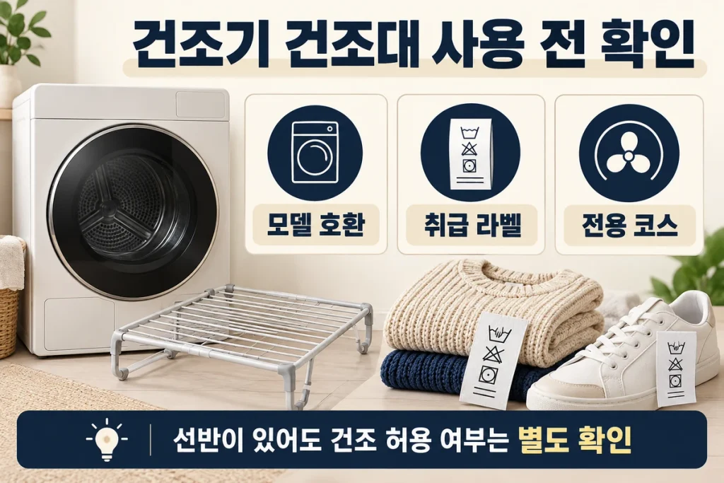 건조기 건조대 사용법, 신발·니트 넣기 전 선반 호환과 라벨 확인
