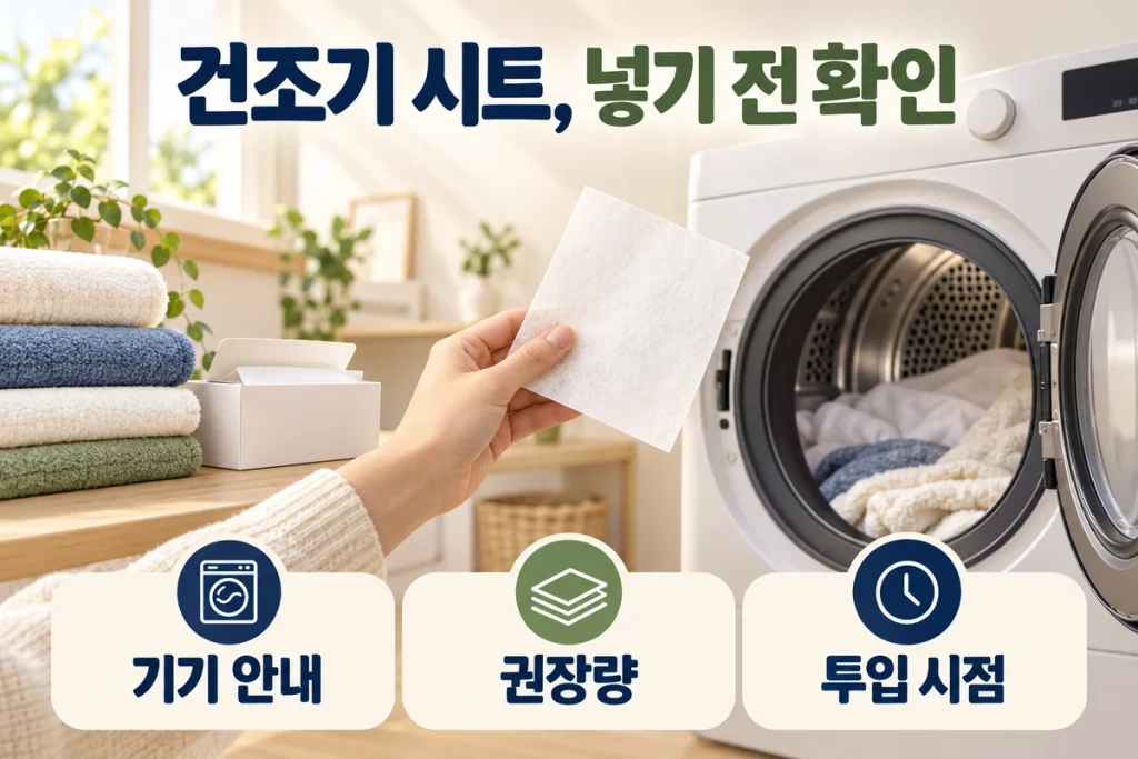 건조기 시트 사용법, 넣는 시점·필터 앞 끼임·옷 얼룩 확인