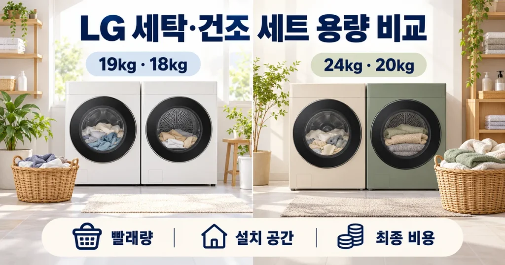 LG 트롬 세탁기 건조기 19kg·18kg과 24kg·20kg 비교, 용량을 늘릴 가치가 있을까요?