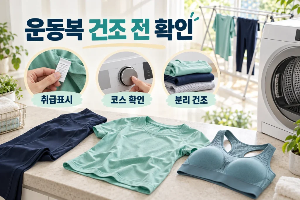 운동복 건조기 사용 전 확인, 레깅스·러닝복·스포츠브라 분류 방법