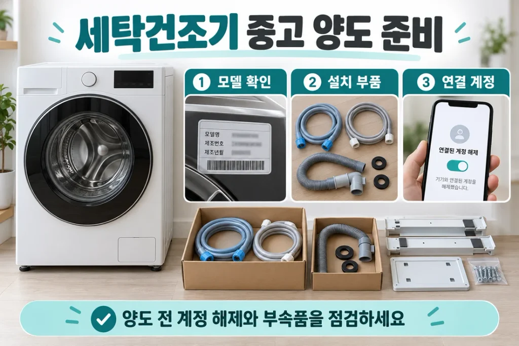 세탁건조기 중고 양도 준비, 모델·설치 부품·연결 계정 정리 순서